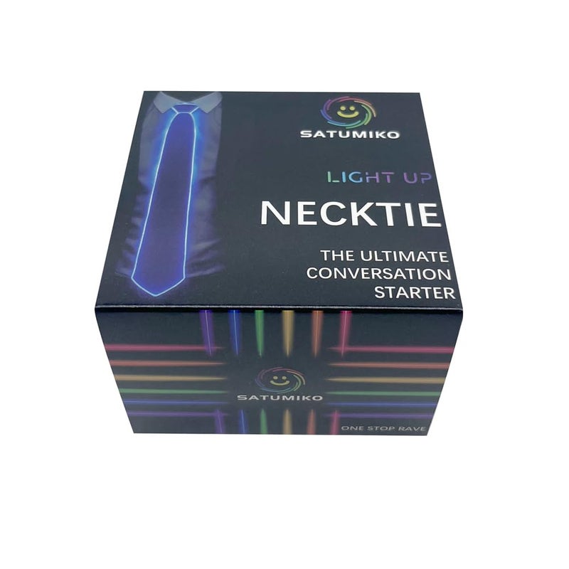 SATUMIKO Burning Man Light Up Fanny Ties Novelty Necktie For Men LED Light Up Ties Costume Accessory (Blue-Satin Tie) - Image 5